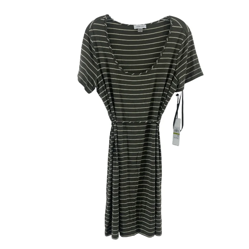 NWT Calvin Klein Army Green Striped Belted T-Shirt Dress Women’s Size 14