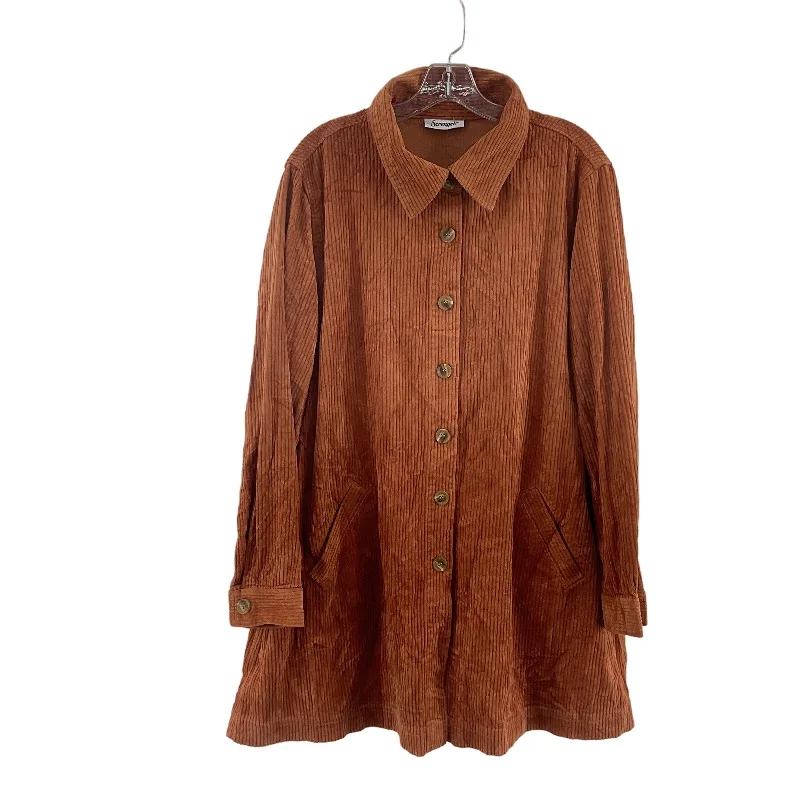 Serengeti Rust Ribbed Button-Up Shirt Dress Knee Length Women’s XL Plus Preowned