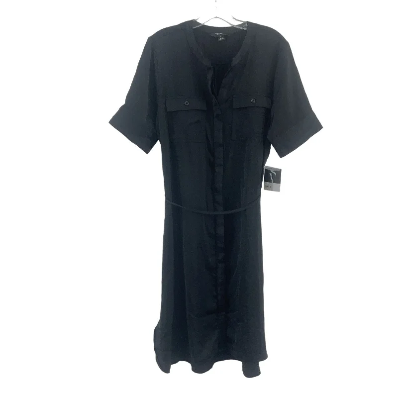 Simply Vera Wang Black Button-Up Belted Shirt Dress Womens Large Knee-Length NWT