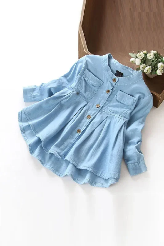 Spring Girls blouses Shirts denim Baby Girl Clothes Casual Clothing Kids girls blouse Shirt