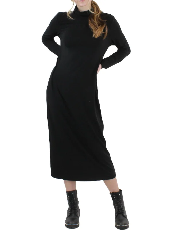 Womens Tencel Scrunch Neck Shirtdress