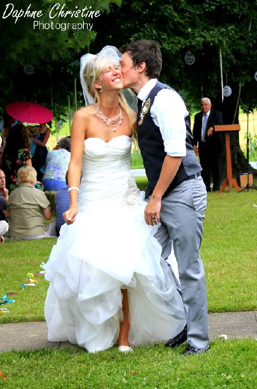 David's Bridal Organza & Tulle High-Low gown