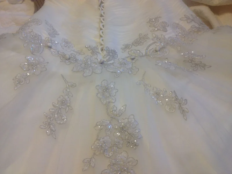 Oleg Cassini Tulle Ball Gown with Lace Appliques