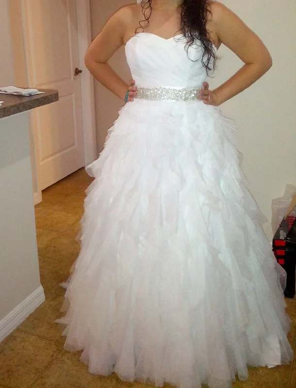 Other Galina Soft White Strapless Dot Tulle Ball Gown