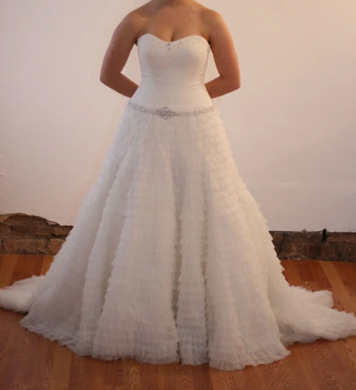 Other Petite Beaded Tiered Tulle Gown w/ Sweetheart Neck